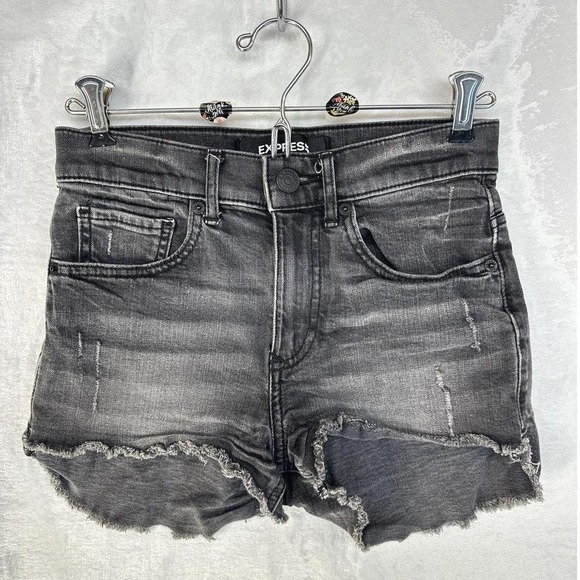 Black Distressed Cutoff Booty Shorts High-Rise Size 00 (27" Waist) - Picture 1 of 8